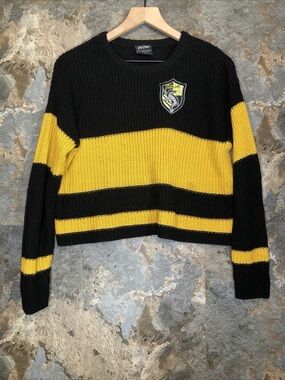 Warner Bros. Black and Yellow Striped Crew Sweater